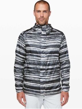 LULULEMON Men’s Axiom Jacket Grey Camo Collage Full Zip Hooded Jacket